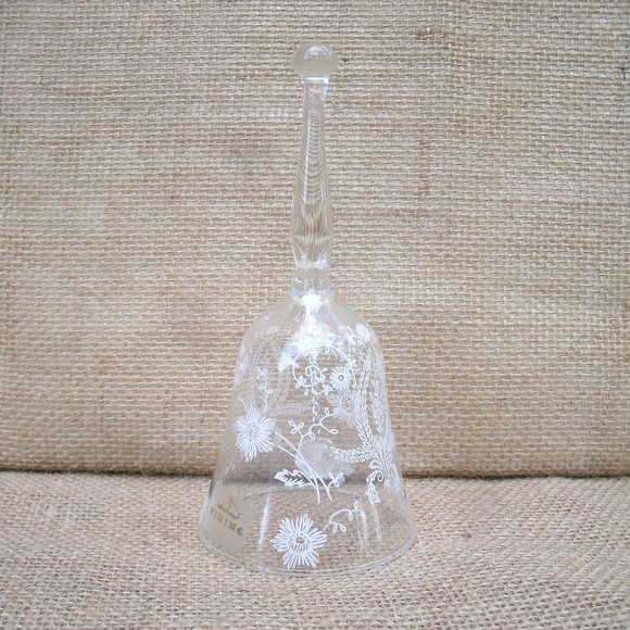 Vintage Viking Glass White Floral Design Bell - Picture 6 of 16
